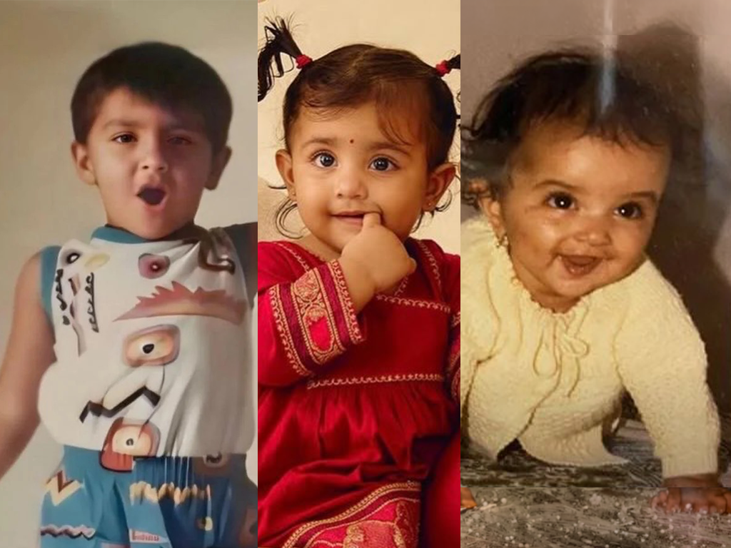Deepika Padukone as a baby, Ranveer Singh as a baby, and baby Dua Padukone Singh