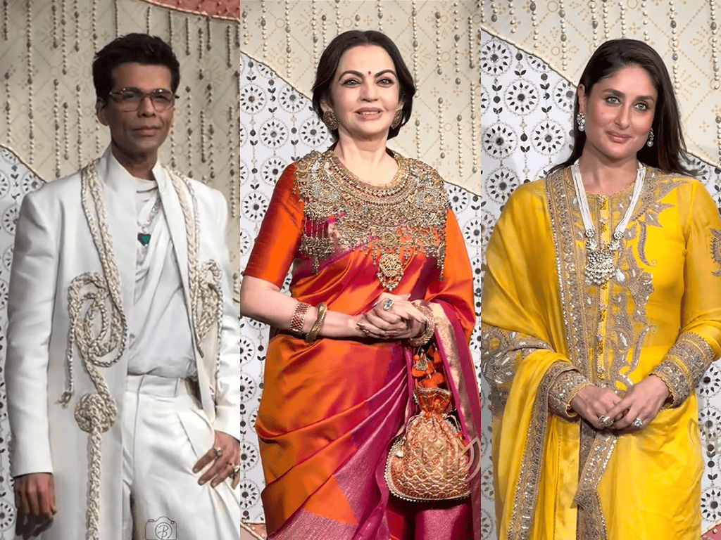 karan johar, nita ambani, and kareena kapoor dressed up for the ambani ganpati celebration karan johar, nita ambani, and kareena kapoor dressed up for the ambani ganpati celebration