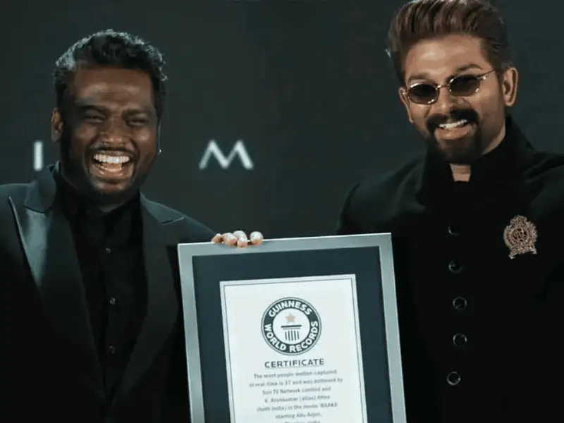 Atlee and Allu Arjun accepting Guinness World Record Certificate for movie "Raaka" Atlee and Allu Arjun accepting Guinness World Record Certificate for movie "Raaka"